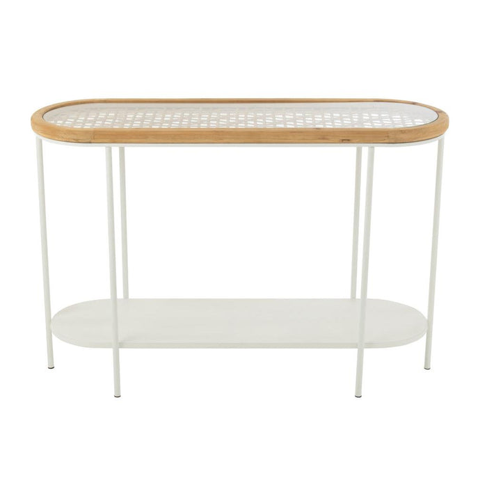 J-Line Console Mati sparhout/metaal naturel/wit-Consoletafels-J-Line