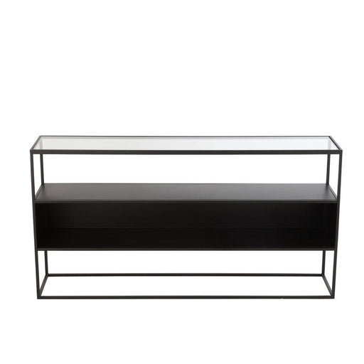 J-Line Console Vierkant metaal/glas zwart-Consoletafels-J-Line