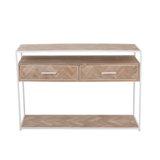 J-Line Console Zigzag 2 lades hout/metaal naturel/wit-Consoletafels-J-Line