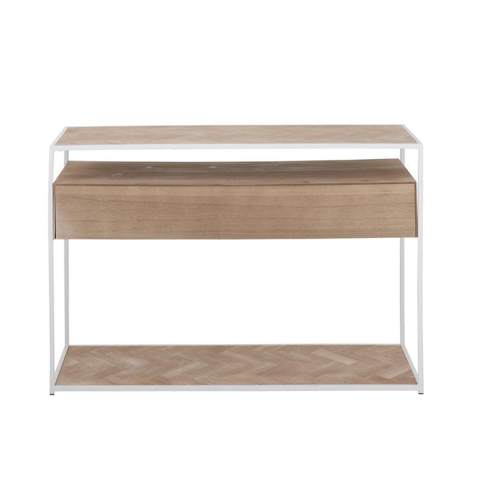 J-Line Console Zigzag 2 lades hout/metaal naturel/wit-Consoletafels-J-Line