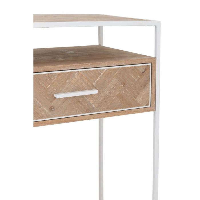 J-Line Console Zigzag 2 lades hout/metaal naturel/wit-Consoletafels-J-Line