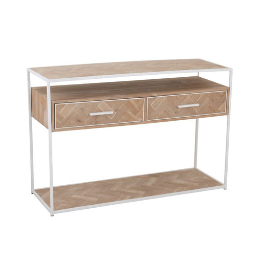 J-Line Console Zigzag 2 lades hout/metaal naturel/wit-Consoletafels-J-Line