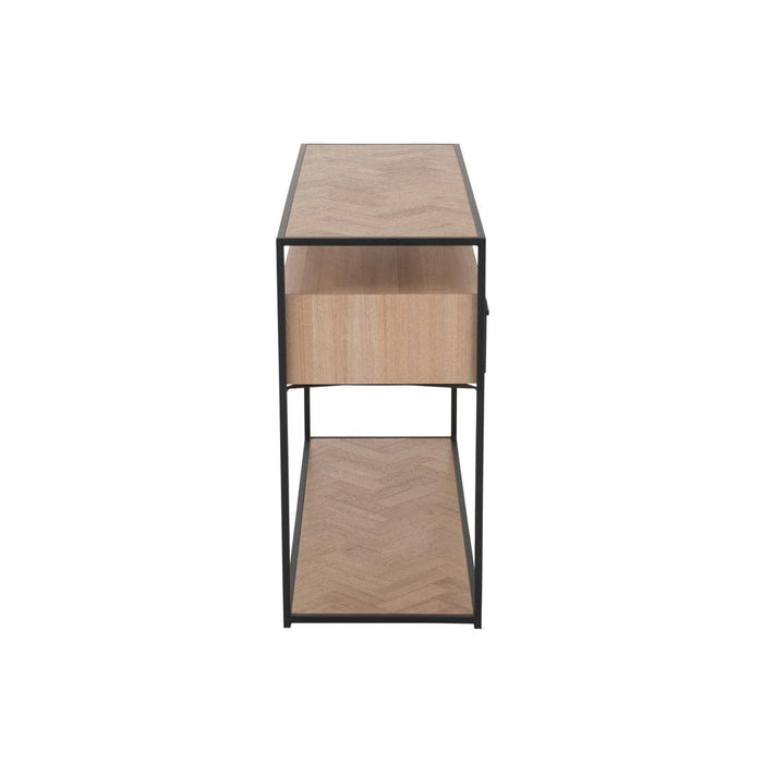 J-Line Console Zigzag 2 lades hout/metaal naturel/zwart-Consoletafels-J-Line