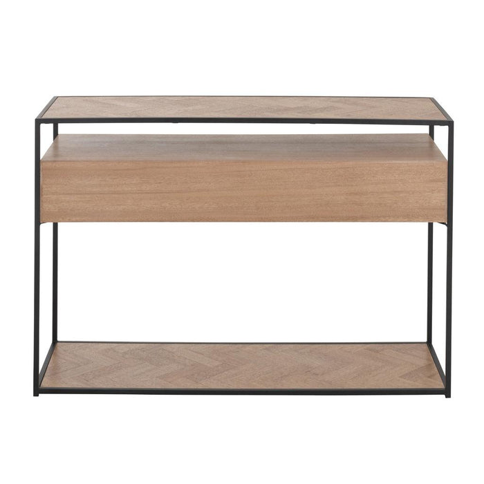 J-Line Console Zigzag 2 lades hout/metaal naturel/zwart-Consoletafels-J-Line