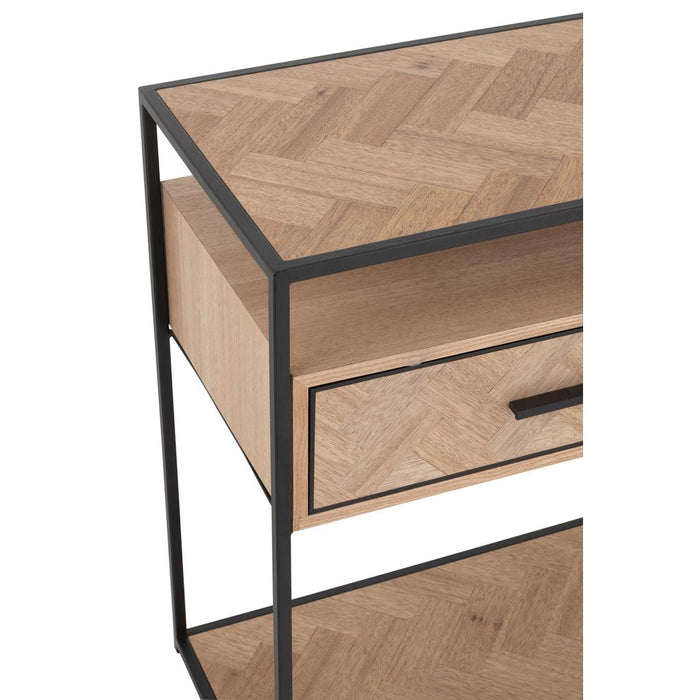 J-Line Console Zigzag 2 lades hout/metaal naturel/zwart-Consoletafels-J-Line