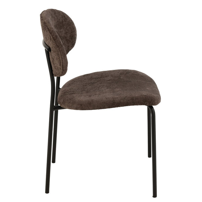 J-Line Eetstoel Textiel/metaal donkerbruin-Eetkamerstoelen-J-Line