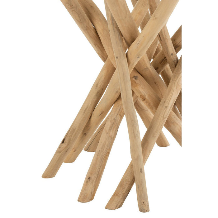 J-Line Eettafel Takken rond teak hout naturel/glas-Salontafels-J-Line