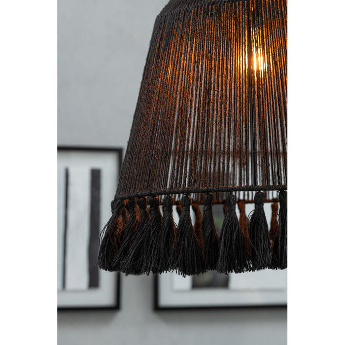 J-Line Hanglamp Celia jute zwart large-Hanglampen-J-Line