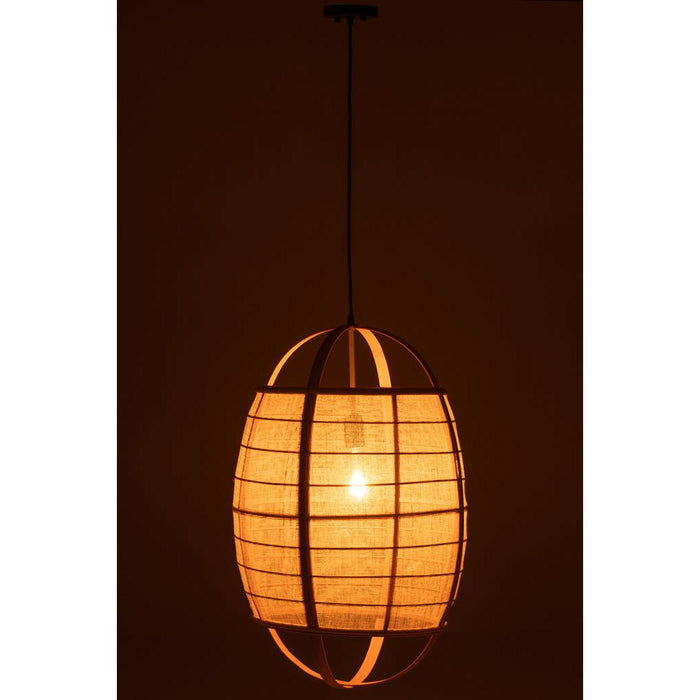 J-Line Hanglamp Ion linnen/bamboe naturel large-Hanglampen-J-Line