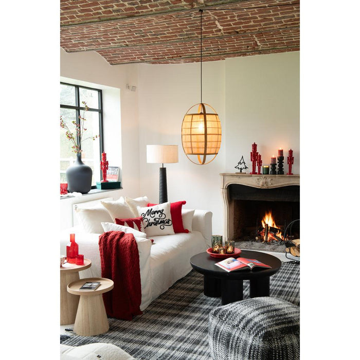 J-Line Hanglamp Ion linnen/bamboe naturel large-Hanglampen-J-Line