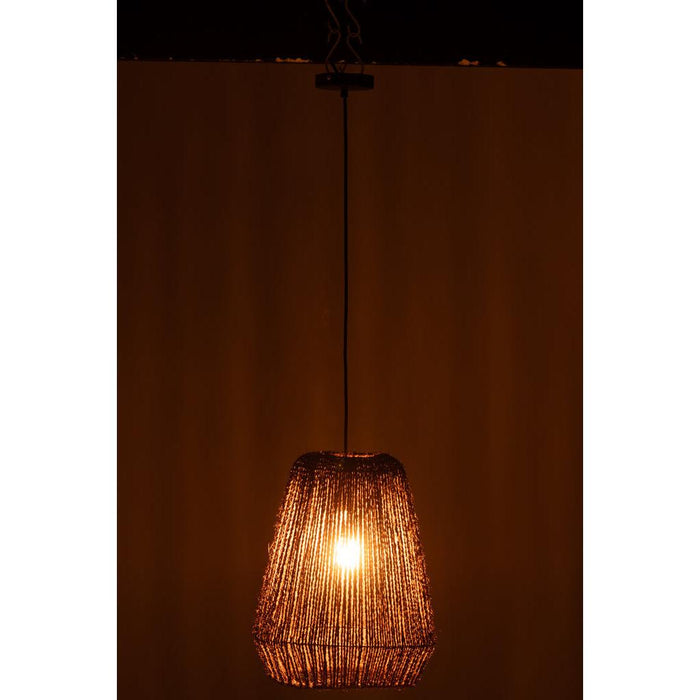 J-Line Hanglamp Vlecht metaal/palm zwart small-Hanglampen-J-Line