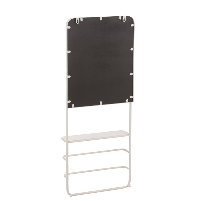 J-Line Hangrek Met spiegel metaal/glas wit-Vakkenkasten-J-Line