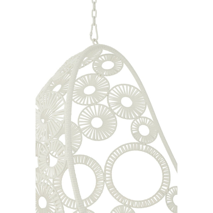 J-Line Hangstoel+kussens Bula metaal/riet wit-Hangstoelen-J-Line