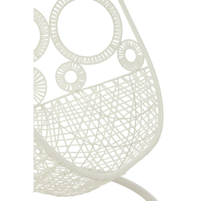 J-Line Hangstoel+kussens Bula metaal/riet wit-Hangstoelen-J-Line