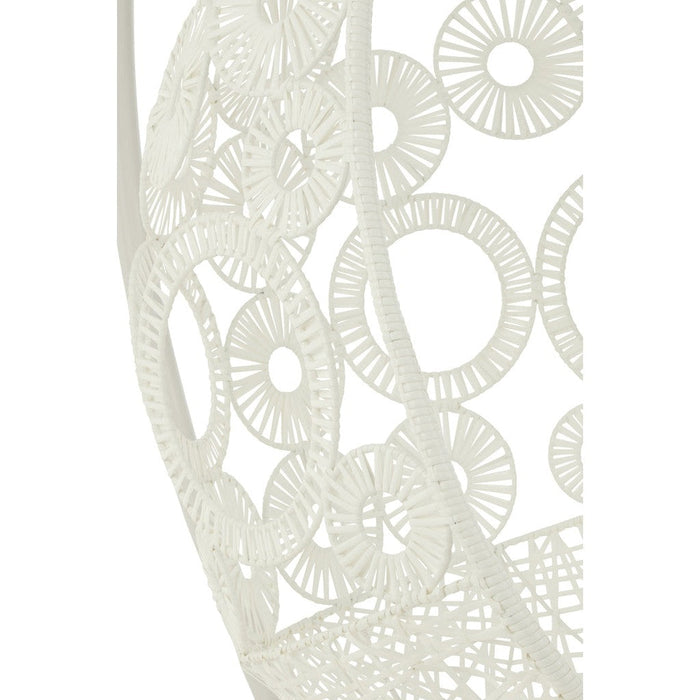 J-Line Hangstoel+kussens Bula metaal/riet wit-Hangstoelen-J-Line