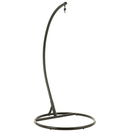 J-Line Hangstoel+kussens Bula metaal/riet zwart-Hangstoelen-J-Line