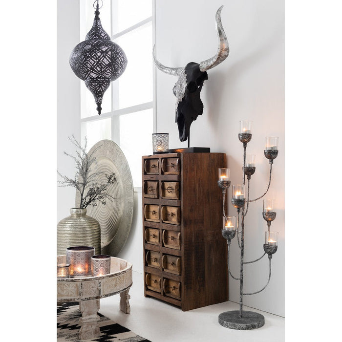 J-Line Kast 12 laden brut gerecycleerd hout bruin-Ladenkasten-J-Line