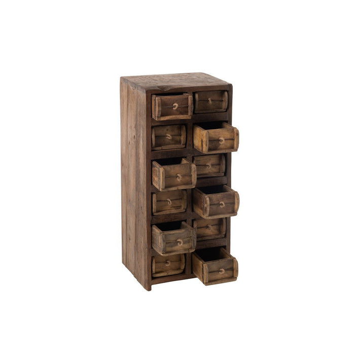 J-Line Kast 12 laden brut gerecycleerd hout bruin-Ladenkasten-J-Line