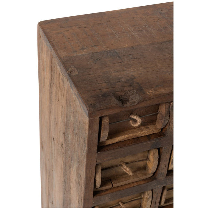 J-Line Kast 12 laden brut gerecycleerd hout bruin-Ladenkasten-J-Line