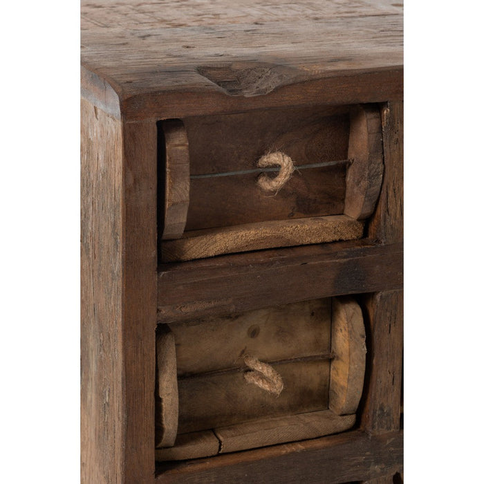 J-Line Kast 12 laden brut gerecycleerd hout bruin-Ladenkasten-J-Line