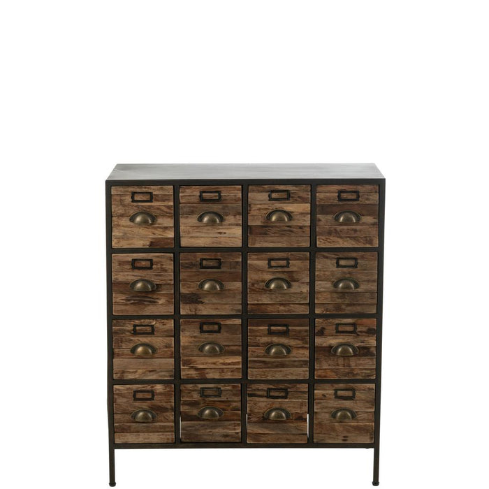 J-Line Kast 16 schuiven hout/metaal bruin-Bergkasten-J-Line