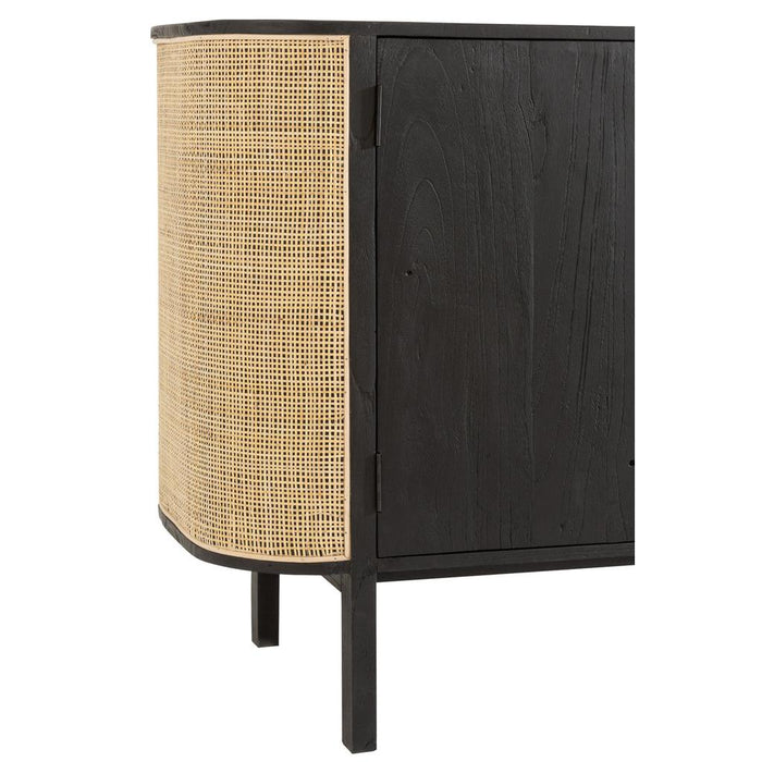 J-Line Kast 3 deuren molly exotiek hout/rotan zwart-Dressoirs-J-Line