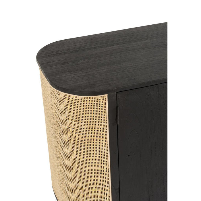 J-Line Kast 3 deuren molly exotiek hout/rotan zwart-Dressoirs-J-Line