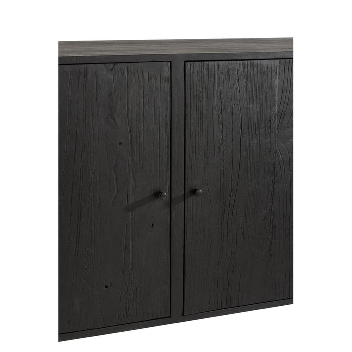 J-Line Kast 3 deuren molly exotiek hout/rotan zwart-Dressoirs-J-Line