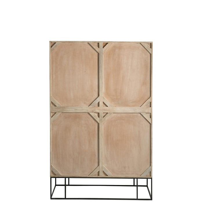 J-Line Kast 3deuren+4laden geweven riet mangohout naturel-Opbergkasten-J-Line