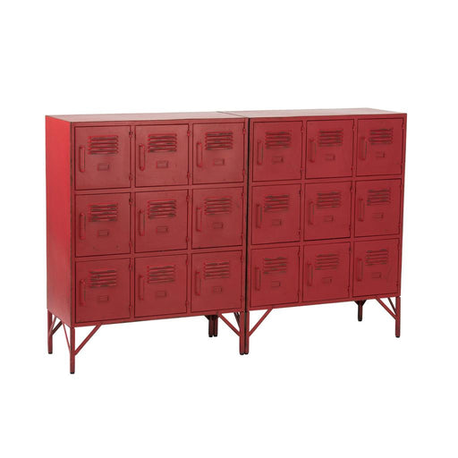 J-Line Kast 9 laden metaal rood-Opbergkasten-J-Line