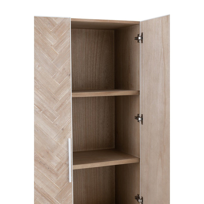 J-Line Kast Hoog 2 deuren zigzag hout/metaal naturel/wit-Opbergkasten-J-Line