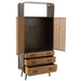 J-Line Kast Hoog 3 lades metaal/hout zwart/naturel-Opbergkasten-J-Line