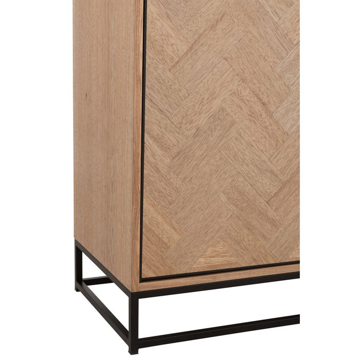 J-Line Kast Hoog 3 lades zigzag hout/metaal naturel/zwart-Opbergkasten-J-Line