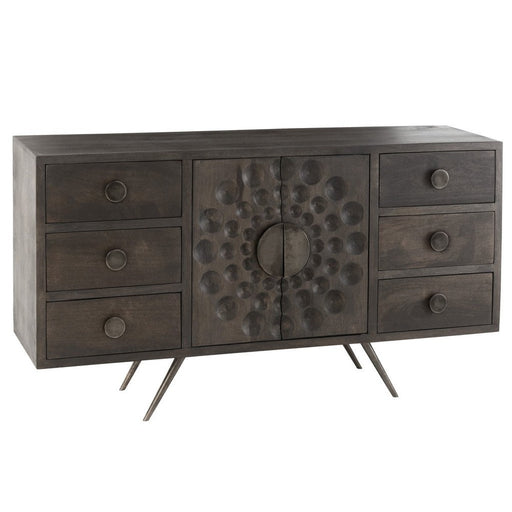 J-Line Kast Laag etnisch 2deuren+6laden mango hout bruin-Opbergkasten-J-Line