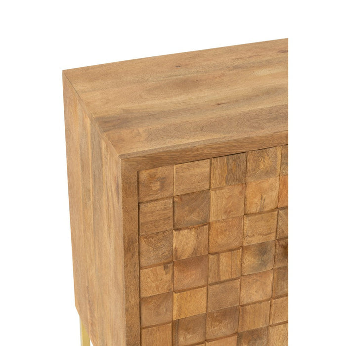 J-Line Kast Nino op staander metaal/mangohout naturel/goud-Opbergkasten-J-Line