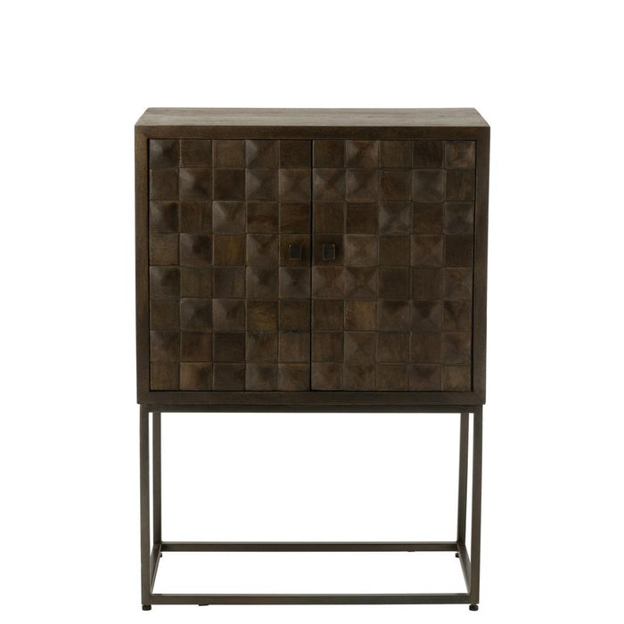 J-Line Kast Pino metaal/mangohout bruin/grijs-Ladenkasten-J-Line