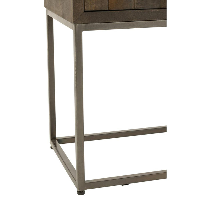 J-Line Kast Pino metaal/mangohout bruin/grijs-Ladenkasten-J-Line