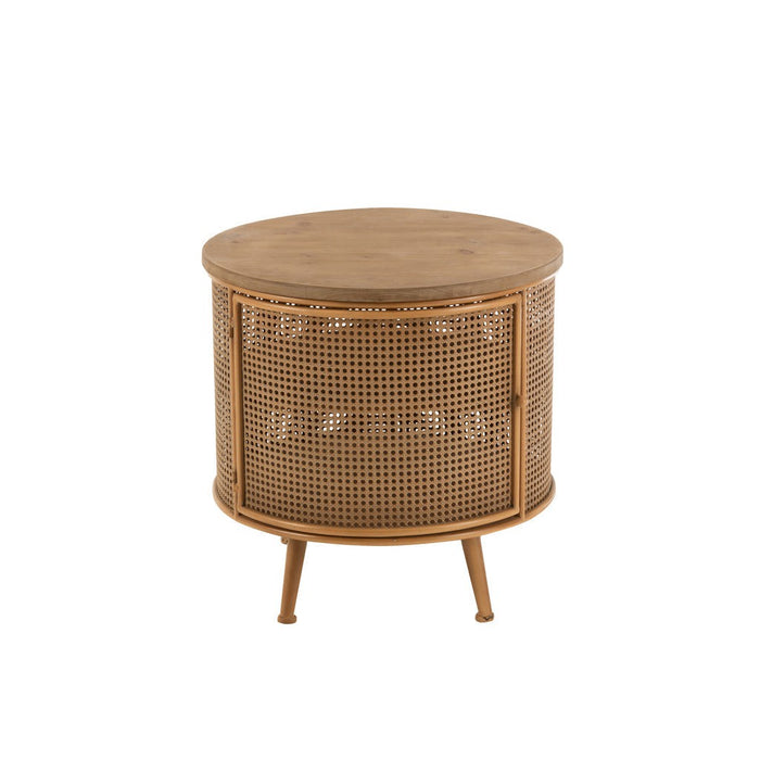 J-Line Kast Rond metaal/hout bruin-Opbergkasten-J-Line