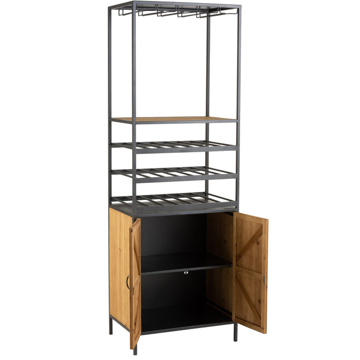 J-Line Kast Voor wijnflessen+glazen metaal/hout naturel-Wijnkasten-J-Line