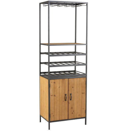 J-Line Kast Voor wijnflessen+glazen metaal/hout naturel-Wijnkasten-J-Line