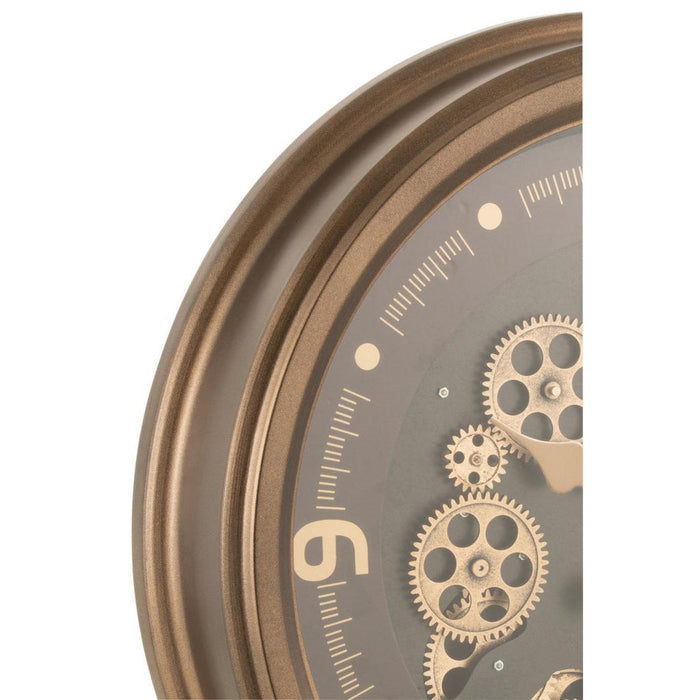 J-Line Klok Arabische cijfers radars binnenwerk metaal+glas antiek goud-Klokken-J-Line