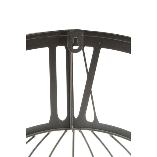 J-Line Klok Romeinse cijfers wereldkaart metaal zwart-Klokken-J-Line