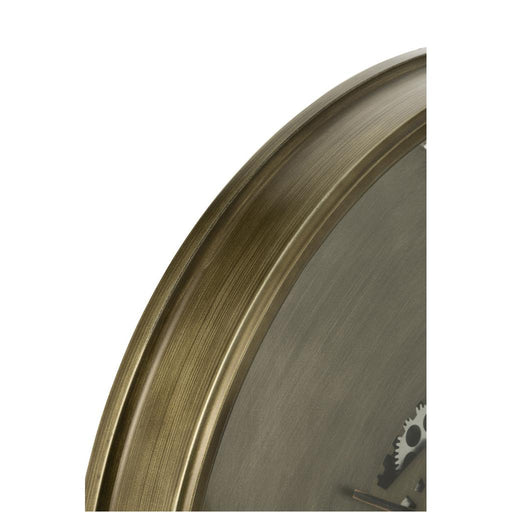 J-Line Klok Rond 4 romeinse cijfers tandwielen metaal antiek koper-Klokken-J-Line