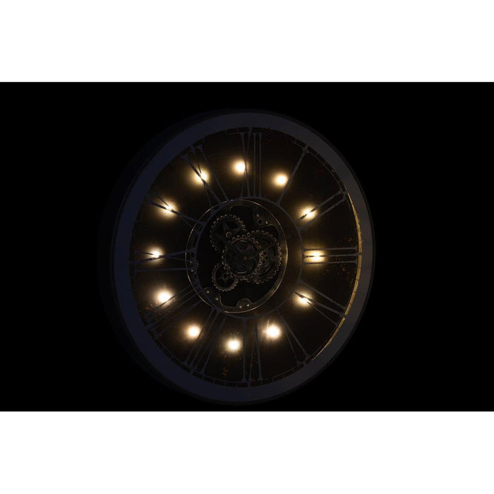 J-Line Klok Rond+led binnenwerk spiegel zilver/champagne-Klokken-J-Line