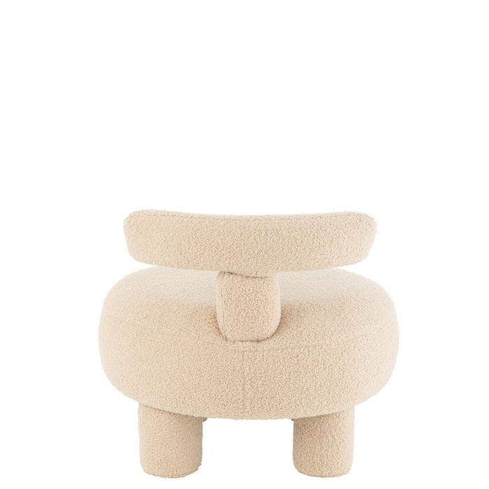 J-Line Kruk Rond met rugleuning bouclé warm beige-Krukken-J-Line