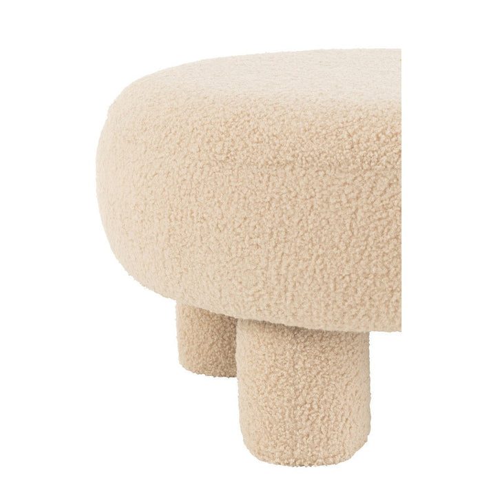 J-Line Kruk Rond teddy voeten bouclé warm beige-Krukken-J-Line