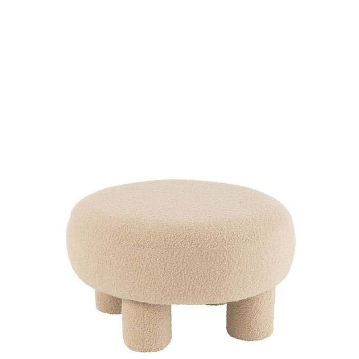 J-Line Kruk Rond teddy voeten bouclé warm beige-Krukken-J-Line