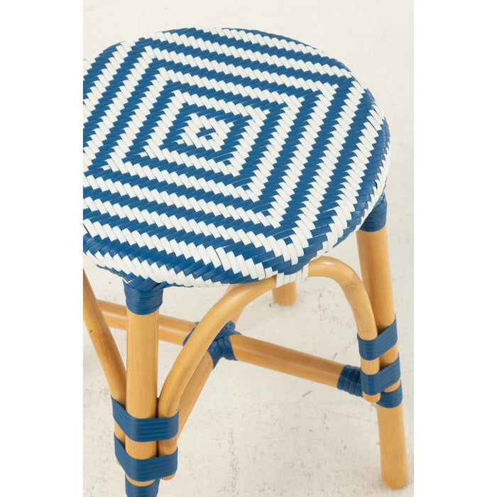 J-Line Kruk rotan blauw/wit small-Krukken-J-Line