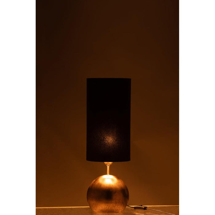 J-Line Lamp Bol ijzer/fluweel goud/zwart-Tafellampen-J-Line