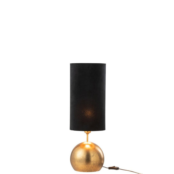 J-Line Lamp Bol ijzer/fluweel goud/zwart-Tafellampen-J-Line